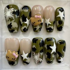 Welcome to DomiNails, where we bring you the finest in 100% HANDMADE Press-On Nails, meticulously crafted to add an effortless touch of glamour to your Nail Art style.  #y2k #nail #ideas Black Cute Nails, Long Y2k Nails, Y2k Nails Almond, Art Style Y2k, Y2k Nail Ideas, Crazy Acrylic Nails, Camo Nail Designs, Corset Nails, Acrylic Nails Long