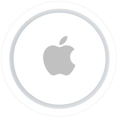 an apple logo in the center of a white circle with a gray apple on it