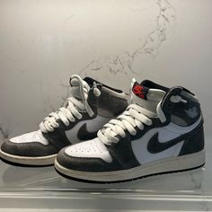 Practically Brand New!! Nike Jordan Retro 1 Mid -Grey Suede/White Luxury Air Cushioned Jordan Shoes For Streetwear, Jordans Aesthetic, Nike Jordan Retro, Jordan Retro 1, Retro 1, Cute Nikes, Grey Suede, Gray Suede, Kids Nike