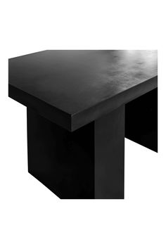 a black rectangular table with one end missing