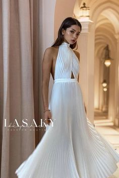 Lasaky - Elegant Halter Neck Pleated Back Evening Gown by Exclusive Fashion Brand Fashion Geometric, Early Autumn, Halter Midi Dress, Clubwear Dresses, Straight Dress, Slim Dresses, Midi Maxi Dress, Hot Dress, Cutout Dress