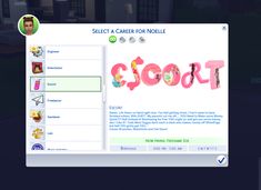 a screen shot of the game's home page, which includes an image of people and letters