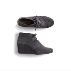 Tom’s Kala Suede Wedge Bootie Casual Wedge Boots With Round Toe For Work, Casual Wedge Heel Boots For Work, Spring Workwear Wedge Boots With Round Toe, Wedge Bootie, Suede Wedges, Womens Toms, Toms Shoes, Womens Shoes Wedges, Bootie