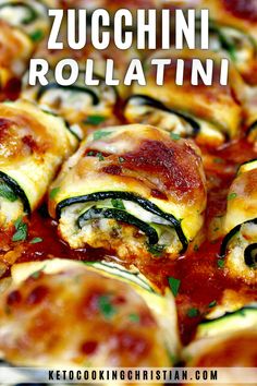 zucchini rollatini with tomato sauce and cheese