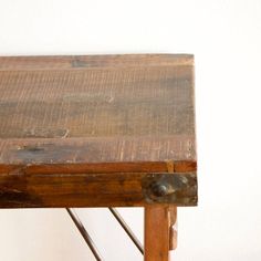 Antique Wood Folding Console - Holistic Habitat Bleach Wood, Bleached Wood, Dark Metal, Holiday Meals, Serving Table, Antique Wood, Metal Straps, How To Antique Wood, Folded Up