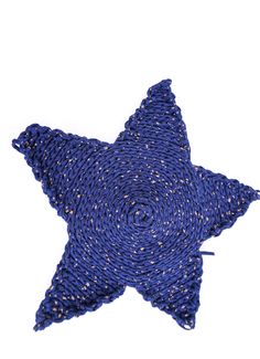 a blue and gold star shaped object on a white background