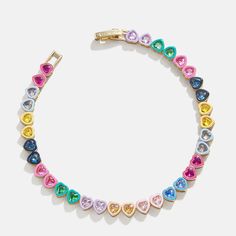 This Beautiful Heart Bracelet Features 18k Gold Plating With A Fold Over Clasp 7.5 Inches. Each Heart Is Hand Enameled With A Swarovski Crystal Center. So Colorful And Eye Catching! Arrives Bnib Retail $89 Luxury Multicolor Tennis Bracelet As Gift, Elegant Multicolor Valentine's Day Jewelry, Multicolor Enamel Heart Jewelry, Luxury Multicolor Enamel Jewelry, Multicolor Enamel Heart-shaped Jewelry, Multicolor Heart-shaped Enamel Jewelry, Heart-shaped Multicolor Bracelets For Mother's Day, Multicolor Jubilee Bracelet Jewelry, Multicolor Bracelet Jewelry For Mother's Day