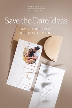 save the date cards and envelopes are on display