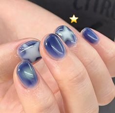 Short Nails One Color, One Color Nails Simple, Summer To Fall Transition Nails, White Short Nails, Short Fall Nails, Blue Gel Nails, Nail Bags, September Nails