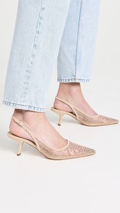 Sam Edelman Bianka Mesh Slingback Pumps | Shopbop Embellished Leather Slingback Heels, Embellished Leather Slingback Pumps With Pointed Toe, Chic Flats, Sam Edelman Shoes, Crystal Embellishment, Slingback Pump, Sam Edelman, Pump Shoes, Perfect Pair