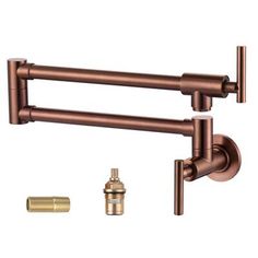 two faucets with brass fittings are shown in this image, one is for the