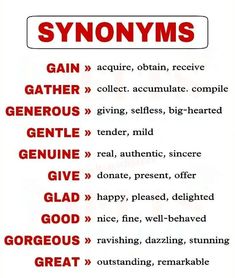 a red and white sign that says synonyms