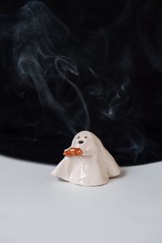 Croissant Ghost Ceramic Incense Burner Handmade Cute Ornament - Etsy UK Cute Croissant, Adopt A Ghost, Ghost Ceramic, Sculpture Candle, Ceramic Ghost, Ceramic Incense Burner, Ceramic Incense, Cup Art, House Things