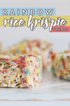 rainbow rice krispie treats are stacked on top of each other