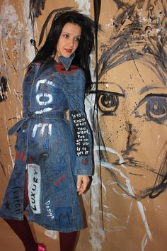 "Hand painted - jacket coat - Art - oversized jacket - graffiti - gucci - clothing - clothing woman - long kacket - hand made - blue jacket You can order a coat of any size and any color! Write me a private message on Etsy and we will discuss everything. This coat is sold. A perfect gift for those who like exclusive things Unique artworks by paint we can choose clothes of your size paints for textile, paints for fabrics, not washed off Selection of clothing size and drawing pattern on the jacket Artsy Long Sleeve Denim Jacket For Fall, Artsy Denim Jacket For Fall, Long Sleeve Denim Outerwear With Graffiti Print, Artsy Long Sleeve Outerwear With Graphic Print, Artistic Denim Jacket For Streetwear In Winter, Artistic Graffiti Print Outerwear For Streetwear, Trendy Denim Outerwear With Graffiti Print, Artistic Denim Outerwear For Fall, Grunge Graffiti Print Outerwear For Fall