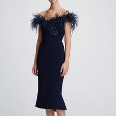 On Sale Is A New Without Tags Marchesa Off The Shoulder Ostrich Feather Dress. It Is A Size 10. The Measurements Are Approximations Width (Pit To Pit)- 18 Inches Waistline- 15 Inches Blue Fitted Dress With Feather Trim, Fitted Blue Dress With Feather Trim, Elegant Party Dress With Ostrich Feathers, Formal Fitted Dress With Ostrich Feathers, Blue Feather Evening Dress, Blue Feathered Evening Dress, Fitted Ostrich Feather Dress For Gala, Elegant Blue Feathered Dress, Elegant Formal Evening Dress With Feathers