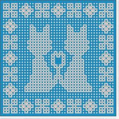 a blue and white cross stitch pattern