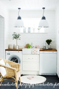 an instagram page with a photo of a kitchen and washer in the background