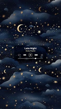 the night sky is full of stars and clouds, as well as an audio player