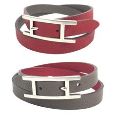 Used Hermes Hermes Leather Bracelet Behapi Double Tour Etoupe Red Women's Aq10368 (Sku: Gzl144ws) === General === Brand : Hermes === Design === Type : Charm Bracelet Gender : Women Material : Leather Color : Etoupe Gray, Red Color === Size === Length : 35cm - 37cm / 13.77'' - 14.56'' === Included Items === Accessories : None Accessories Notice : Before Purchasing, Please Refer To The Images Of The Accessories Included With The Item. === Condition === Condition : Used (Very Good) Ranking : Rank A Hermes Leather Bracelet, Hermes Leather, Hermes Design, Hermes Jewelry, Red Color, Luxury Branding, Leather Bracelet, Charm Bracelet, Women Jewelry