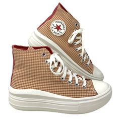 Converse Chuck Taylor Move Platform High Top Canvas Women Size Sneakers A05130c Brand New With Box No Lid. 100% Authentic! Adding Height To Your Cold-Weather Vibefall To Winter. These Platforms Create A Neutral Pop Of Style To Any 'Fit With A Two-Toned Checkered Print To Take Your Look To New Heights. Elevated Eva Cushioning And A Durable Upper Keep You In Play All Day, While A Timeless All Star Ankle Patch Keeps Your Style Grounded. Check Mate. - High-Top Platform With Durable Polyester Upper - Casual Textile Lace-up Wedge Sneakers, Trendy Beige Low-top Canvas Shoes, Casual Flat Platform Sneakers With Vulcanized Sole, Trendy Lace-up Sneakers With Red Sole, Casual Red Platform Sneakers With Vulcanized Sole, Red High-top Casual Platform Sneakers, Red High-top Platform Sneakers For Casual Wear, Casual Red High-top Platform Sneakers, Casual Lace-up Wedge Sneakers In Textile