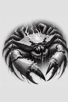 a black and white drawing of a scorpion