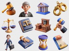 an image of law and justice icons on a transparent background png clipart free for commercial use