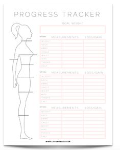 the progress tracker is shown in white with pink and black lines on it, along with an image of a woman's body