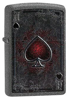 a black leather playing card case with a red ace on the front and bottom side