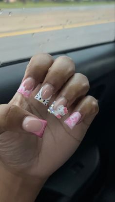 Hello Kitty Nail, Kitty Nail, Kitty Nails, Work Nails, French Tip Acrylic Nails