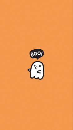 an orange background with the words boo on it and a ghost in front of it