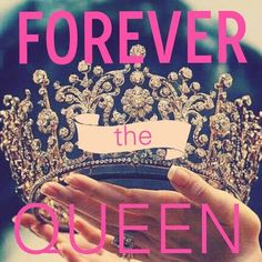 a person holding a tiara in their hand with the words forever the queen on it