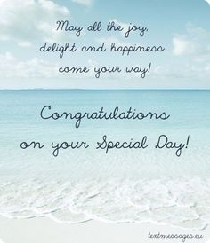 congratulations on your special day with the ocean and sky in the backgroung