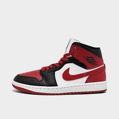 Women's Air Jordan Retro 1 Mid Casual Shoes | Finish Line Air Jordan Retro 1, Original Air Jordans, Running Sandals, Jordan Retro 1, Womens Air Jordans, Air Jordan Retro, Retro 1, Jordans Women, Big Clothes