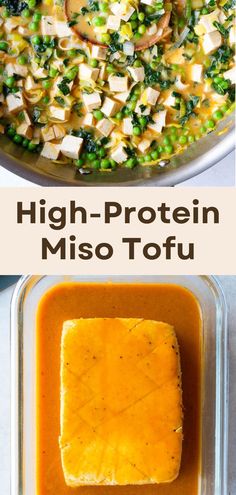 high protein miso tofu in a casserole dish