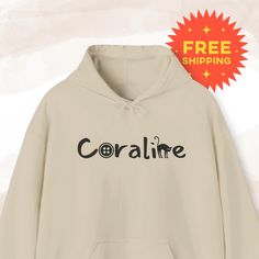 Coraline inspired hoodie Product info : .: 50% cotton, 50% polyester (fiber content may vary for different colors) .: Medium-heavy fabric  .: Classic fit  .: Tear-away label .: Runs true to size Casual Anime Print Hoodie For Halloween, Casual Halloween Anime Print Hoodie, Cute Cotton Hoodie With Character Print, Casual Halloween Fan Merchandise Hoodie, Trendy Cotton Halloween Hoodie, Trendy Cotton Hoodie For Halloween, Coraline Hoodie, Cartoon Film, Pink Palace