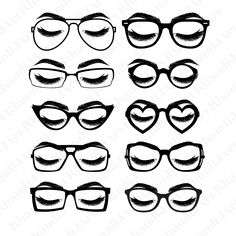 the silhouettes of glasses with different shapes and sizes are shown in black on a white background