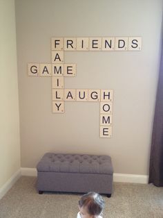 Rec Room Basement, Gamer Room Diy, Game Room Lighting, Hangout Room, Scrabble Wall, Modern Games