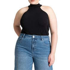 Make a statement in this sweater from ELOQUII. Anti Wedding, Plus Size Halter Top, Black Halter Top, Rib Knit Cardigan, Women Halter, Black Halter, Ribbed Turtleneck, Sweater Tank Top, Womens Tie