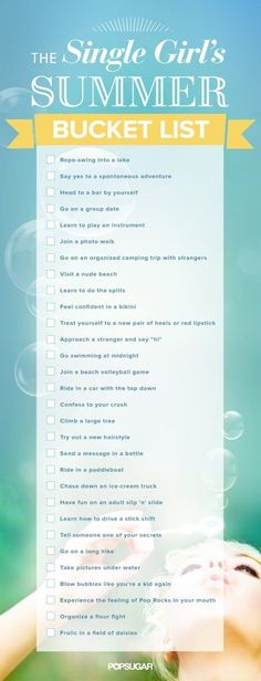 the summer bucket list is shown with bubbles in the air and a child's face