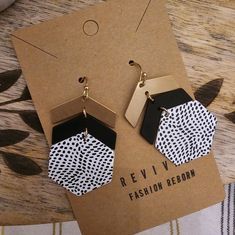 Gold, Black, And White Fun Dangle Earrings 1.5 Inches Long New With Tags! Add More Items You Love To A Bundle For A Discount Earrings With Cricut, Cricut Jewelry, Handmade Leather Jewelry, Leather Earring, Earrings Ideas, Cricut Joy, Earring Ideas, Earrings Inspiration, Amazing Ideas