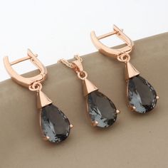 Vintage Elegant Luxury Women's Sets Classic Drop Earrings Sets 585 Rose Gold Color High Quality Earrings Sets, Cubic Zirconia Jewelry, Vintage Elegant, Rose Gold Color, Women Set, Luxury Women, Jewelry Set, Earring Set, Gold Color