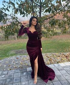 Prom Dress With Train, Velvet Prom Dress, Long Sleeve Prom, Long Sleeve Evening Dresses, Prom Dresses Online, Long Train, Mermaid Evening Dresses, Prom Dresses Long With Sleeves, Formal Dresses For Women