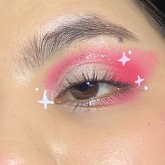 Pink Aesthetic Makeup Looks, Pink Cow Makeup, Fun Pink Makeup Looks, Cute Pink Eyeshadow Looks, Eyelook Ideas, Pastel Makeup Aesthetic, Pink Pony Club Makeup, Fluttershy Makeup, Fairy Makeup Pink