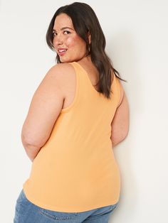 Our First Layer tank top is fitted, fabulous & soft.  Great outfits start here ➡️ Scoop neck.  Sleeveless arm openings.  Rib-knit cotton-blend, with comfortable stretch.  @modelsizes 5’9":S | 5'7":L | 5'10":XL @modelsizes Fitted through body. Summer Scoop Neck Knit Top For Everyday, Casual Solid Scoop Neck Knit Top, Casual Solid Color Scoop Neck Knit Top, Casual Scoop Neck Vest For Everyday, Casual Stretch Knit Top With Scoop Neck, Casual Scoop Neck Knit Top, Casual Cotton Knit Top With Scoop Neck, Casual Cami Knit Top, Casual Stretch Vest With Scoop Neck