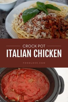 the crock pot italian chicken is ready to be eaten