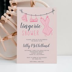 Cute pink clothesline chic lingerie bridal shower for $2.92 - Bridal Shower Invitations Lingerie Bridal Shower Invitations, Lingerie Bridal Shower, Lingerie Bridal, Lingerie Shower, Lingerie Party, Corset Bra, Bridal Shower Party, Invitation Sizes