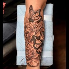 Top-rated Tattoo Artist in USA | Jeremy Rekow Top Of Arm Sleeve Tattoos For Women, Butterfly Garden Tattoo Sleeve, Floral And Butterfly Sleeve Tattoo, Butterfly Arm Tattoos For Women, Lower Arm Sleeve Tattoo, Lower Arm Tattoos For Women, Lower Arm Sleeve, Black Gray Tattoo, Butterfly Sleeve Tattoo