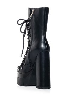 These black faux leather ultra platform lace up booties are the perfect addition to any outfit. The sleek material is both stylish and durable, while the platform design gives an added boost of height. Platform Design, Azalea Wang, Set Apart, Sandal Platform, Lace Up Booties, Black Platform, Plus Size Shopping, Boots And Sneakers, Denim Outfit