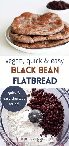 black bean flatbreads in a food processor, and then topped with floured beans